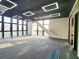 深圳办公室装修实景图 _ 龙岗高端办公室装修_ 办公空间线条布局设计